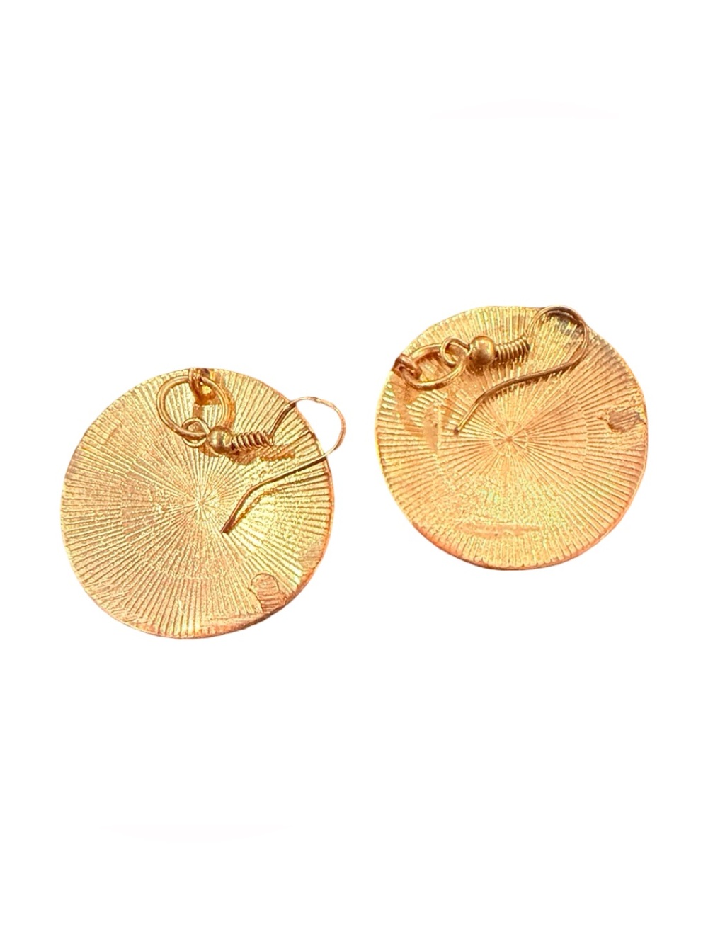 Hammered Gold Disc Drop Earrings for Women - Picture 3 of 3